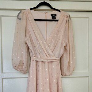 DKNY Foil-Dot faux wrap midi dress